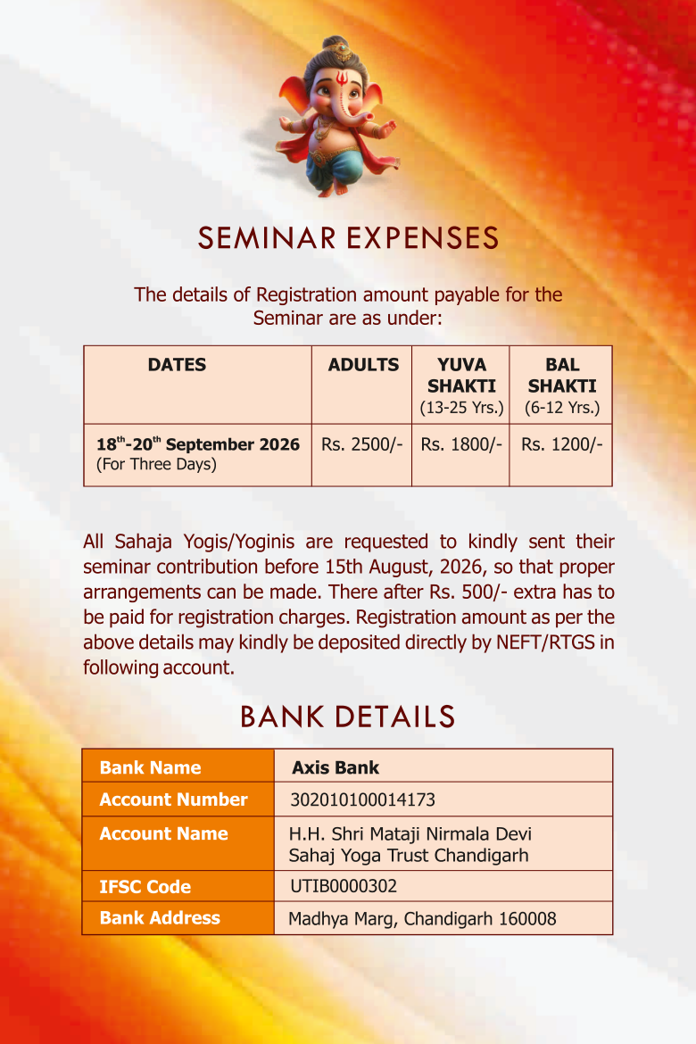 Seminar expenses and bank details